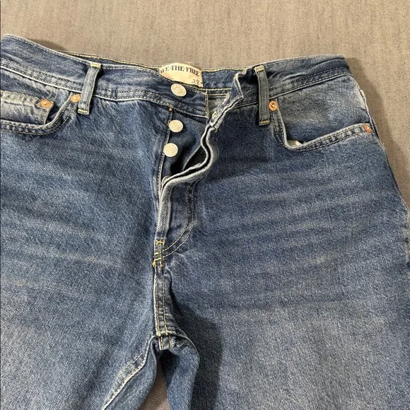 Free People We The Free Button Fly Distressed Raw Hem Cropped Jeans 28 G-4 - Picture 8 of 14